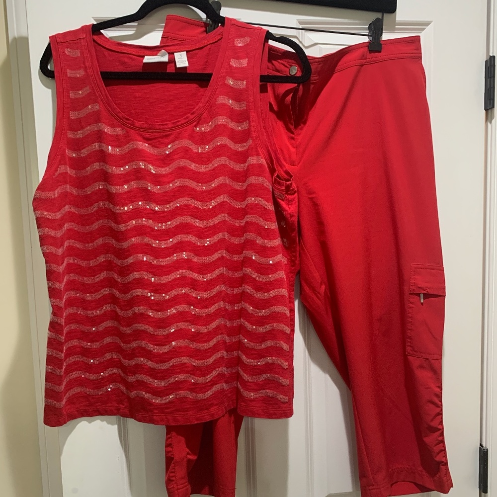 Chico's Zenergy Cropped Cargo and Embellished Tank